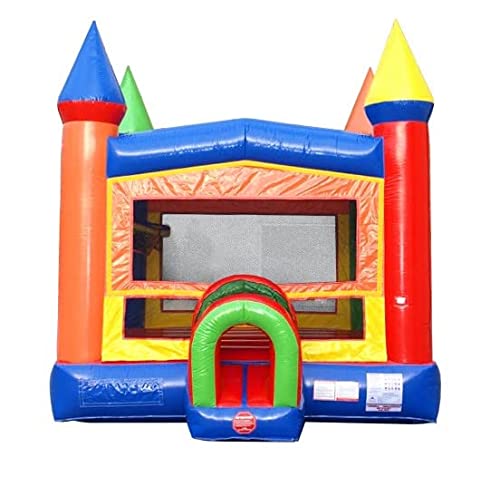 TentandTable Rainbow Commercial Inflatable Castle Bounce House, Indoor Outdoor Backyard Bouncer for Kids and Adults, Includes 1HP Blower & Stakes - 14' L x 13' W x 15' H